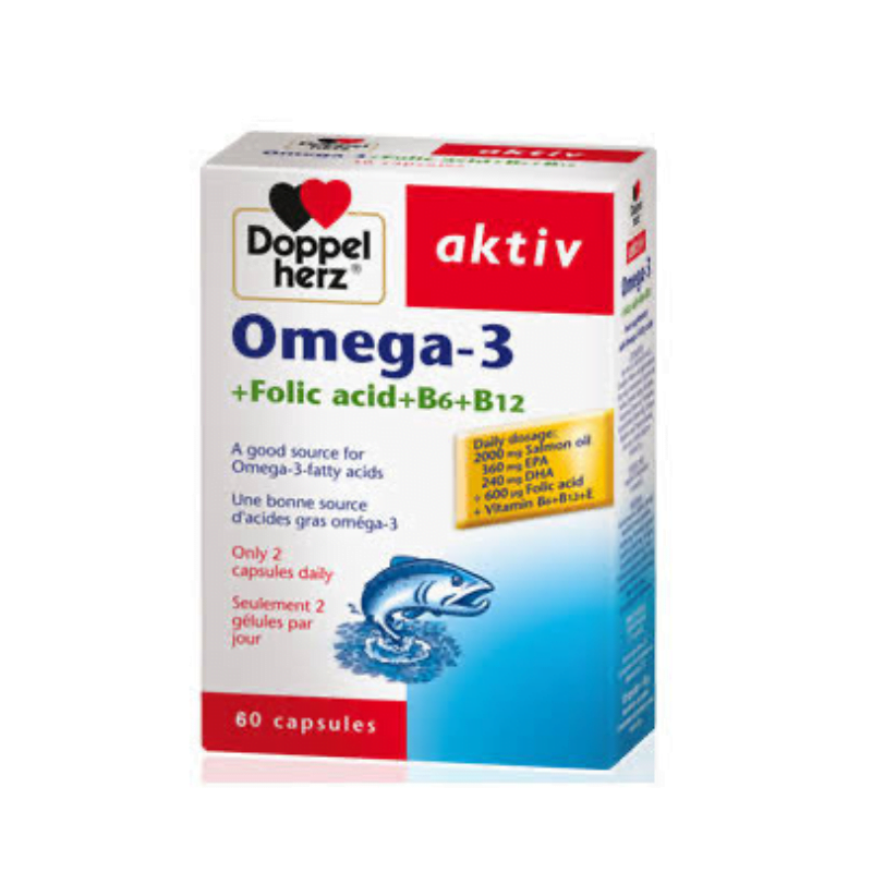 Doppel Herz Aktiv Omega 3+foic acid+B6+B12 by 60