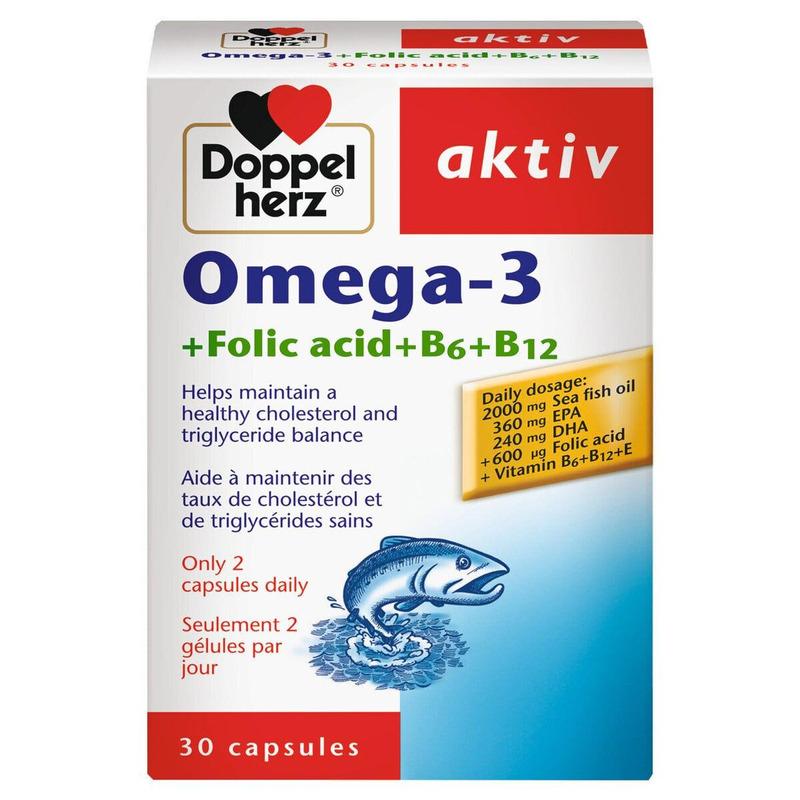 Doppel Herz Aktiv Omega 3+foic acid+B6+B12 by 30